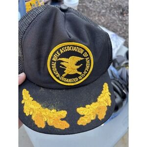 VTG NRA Hat Snapback Trucker Cap Mens Black Scramble Eggs Made In USA‎ 80s